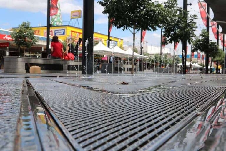 Heelgaurd grating makes non slip water feature as footpath 1