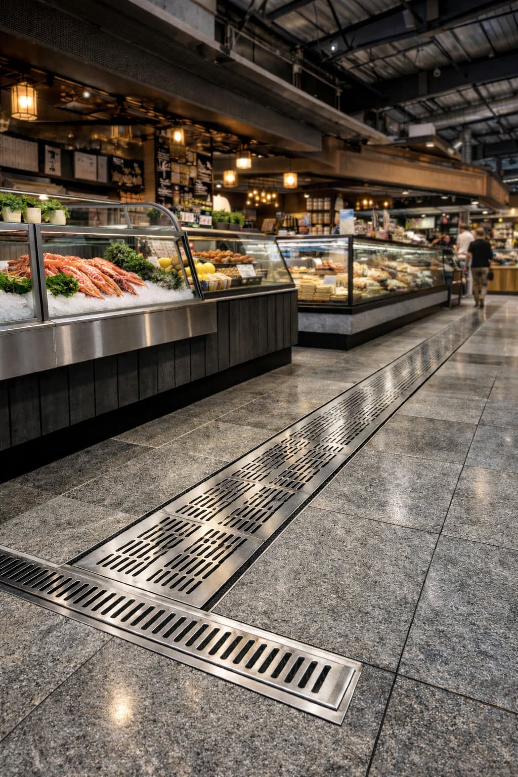 Auswave stainless steel civil drainage — food safe fresh food retail specification